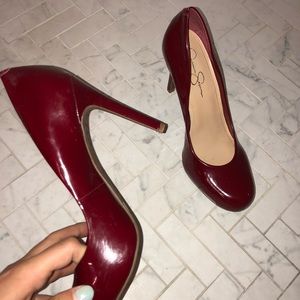 Patent leather red pumps